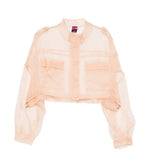Caban cropped in organza di pura seta 106603A2DJ Q35 PINKO Rosa mogano 
