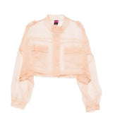 Caban cropped in organza di pura seta 106603A2DJ Q35 PINKO Rosa mogano 