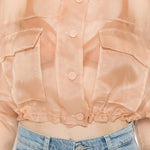 Caban cropped in organza di pura seta 106603A2DJ Q35 PINKO Rosa mogano 
