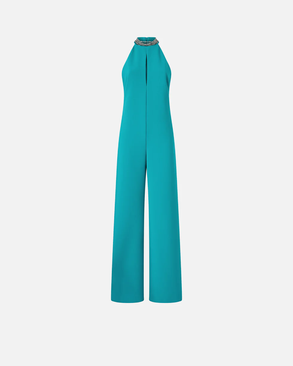 Tuta lunga con scollo all'americana e decoro gioiello 106617A34P V76 PINKO Verde mattonella 