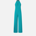 Tuta lunga con scollo all'americana e decoro gioiello 106617A34P V76 PINKO Verde mattonella 