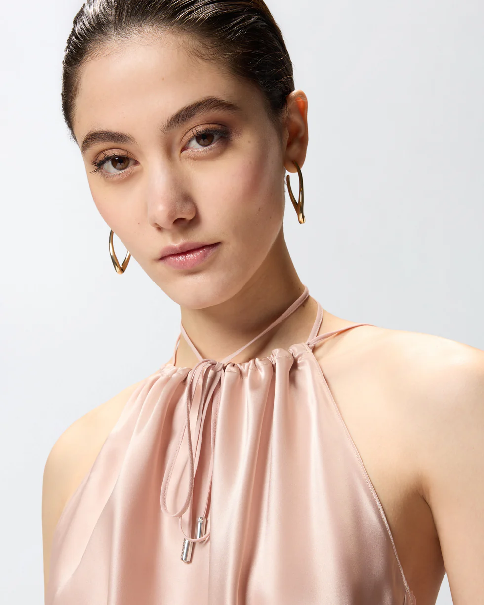 Top in satin di seta 106621A1Y5 Q35 PINKO Rosa mogano 