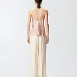 Top in satin di seta 106621A1Y5 Q35 PINKO Rosa mogano 