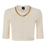 Maglia mezza manica 106635A32C C03 PINKO Beige g. maroso 