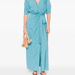 Abito lungo a portafoglio con motivo a righe 106669A33Q ES6 PINKO Multi. azzurro 