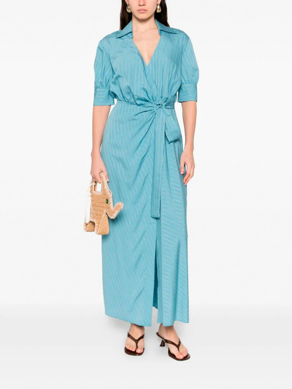 Abito lungo a portafoglio con motivo a righe 106669A33Q ES6 PINKO Multi. azzurro 