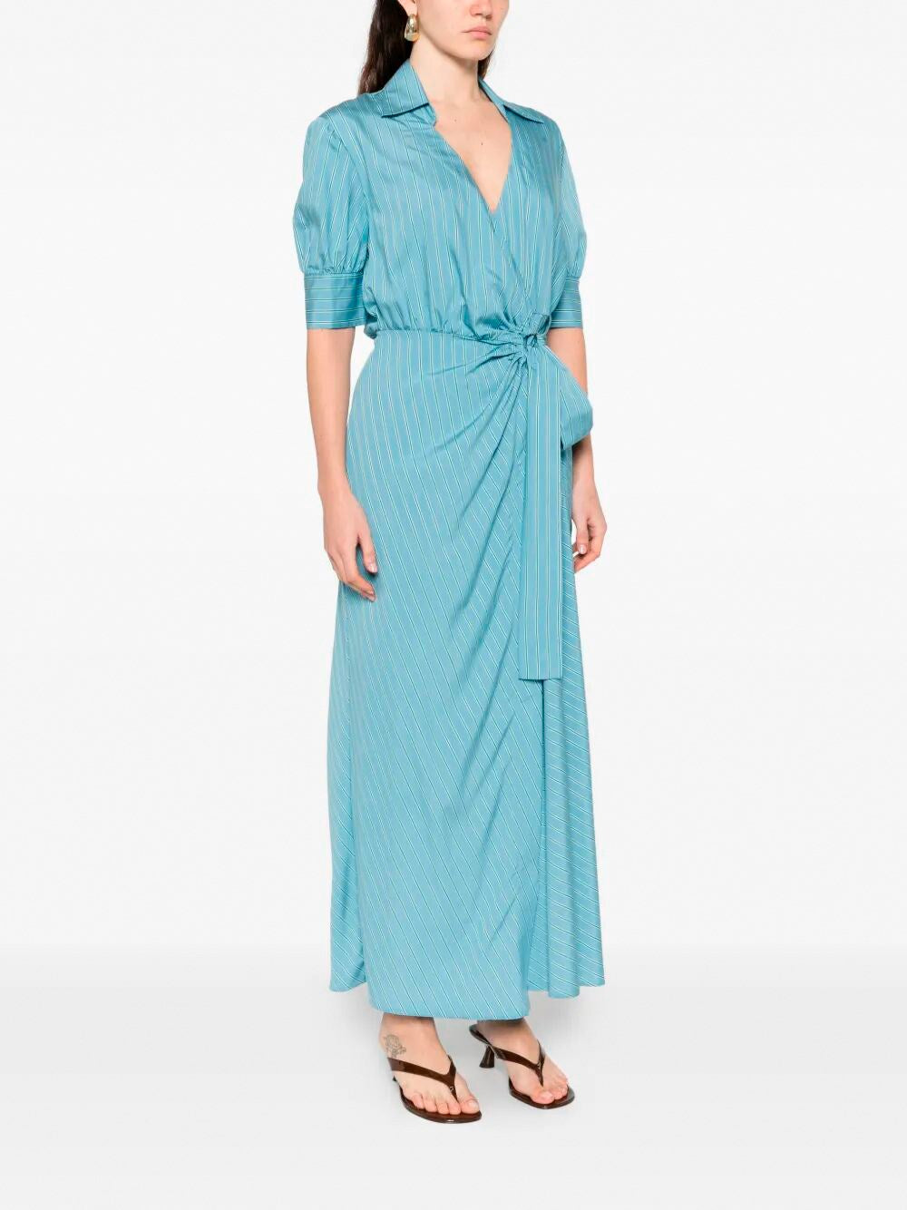 Abito lungo a portafoglio con motivo a righe 106669A33Q ES6 PINKO Multi. azzurro 