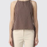 Top a righe con spalline sottili e fiocchi 106671A33Q LN1 PINKO Marrone/rosa 