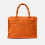 Borsa shopper media in canvas 106673A3A4 A76 PINKO Arancio bruciato 