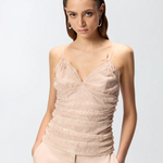 Top in pizzo floreale con spalline 106726A378 Q35 PINKO Rosa mogano 