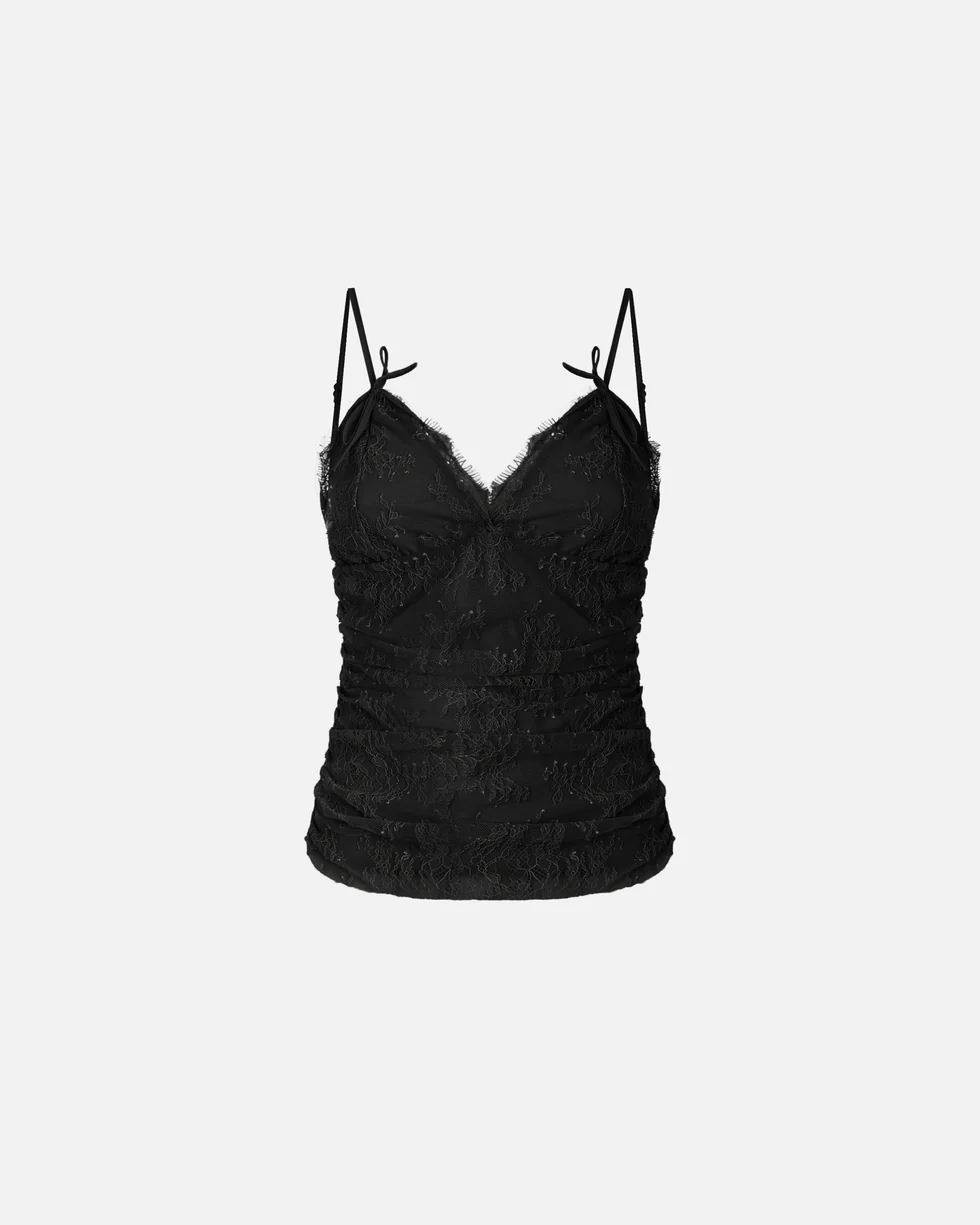 Top in pizzo floreale con spalline 106726A378 Z99 PINKO Nero limousine 