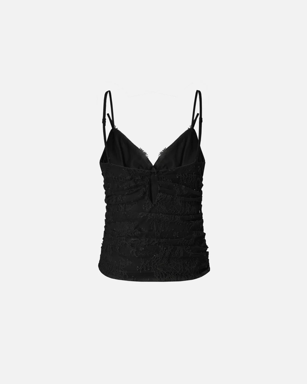 Top in pizzo floreale con spalline 106726A378 Z99 PINKO Nero limousine 