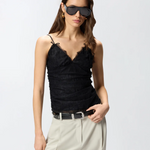 Top in pizzo floreale con spalline 106726A378 Z99 PINKO Nero limousine 