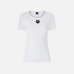 T-shirt a costine con ricamo 106815A3AL Z04 PINKO Bianco brill. 