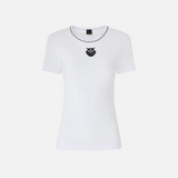 T-shirt a costine con ricamo 106815A3AL Z04 PINKO Bianco brill. 