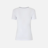T-shirt a costine con ricamo 106815A3AL Z04 PINKO Bianco brill. 