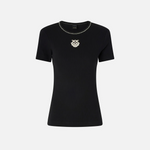 T-shirt a costine con ricamo 106815A3AL ZZ2 PINKO Nero/bianco 