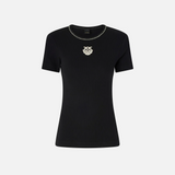 T-shirt a costine con ricamo 106815A3AL ZZ2 PINKO Nero/bianco 