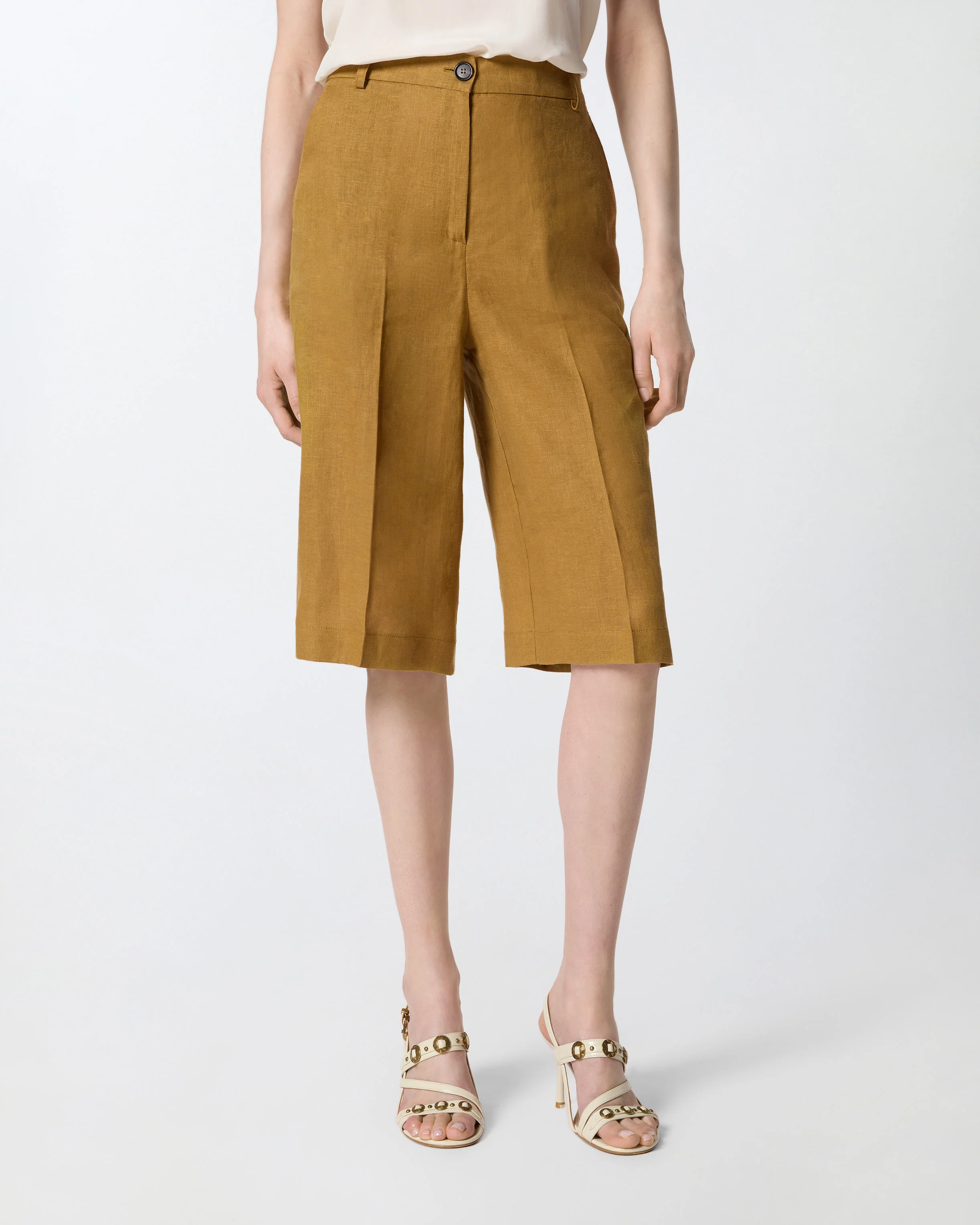 Bermuda in lino 106870A3E3 L25 PINKO Bronzo 
