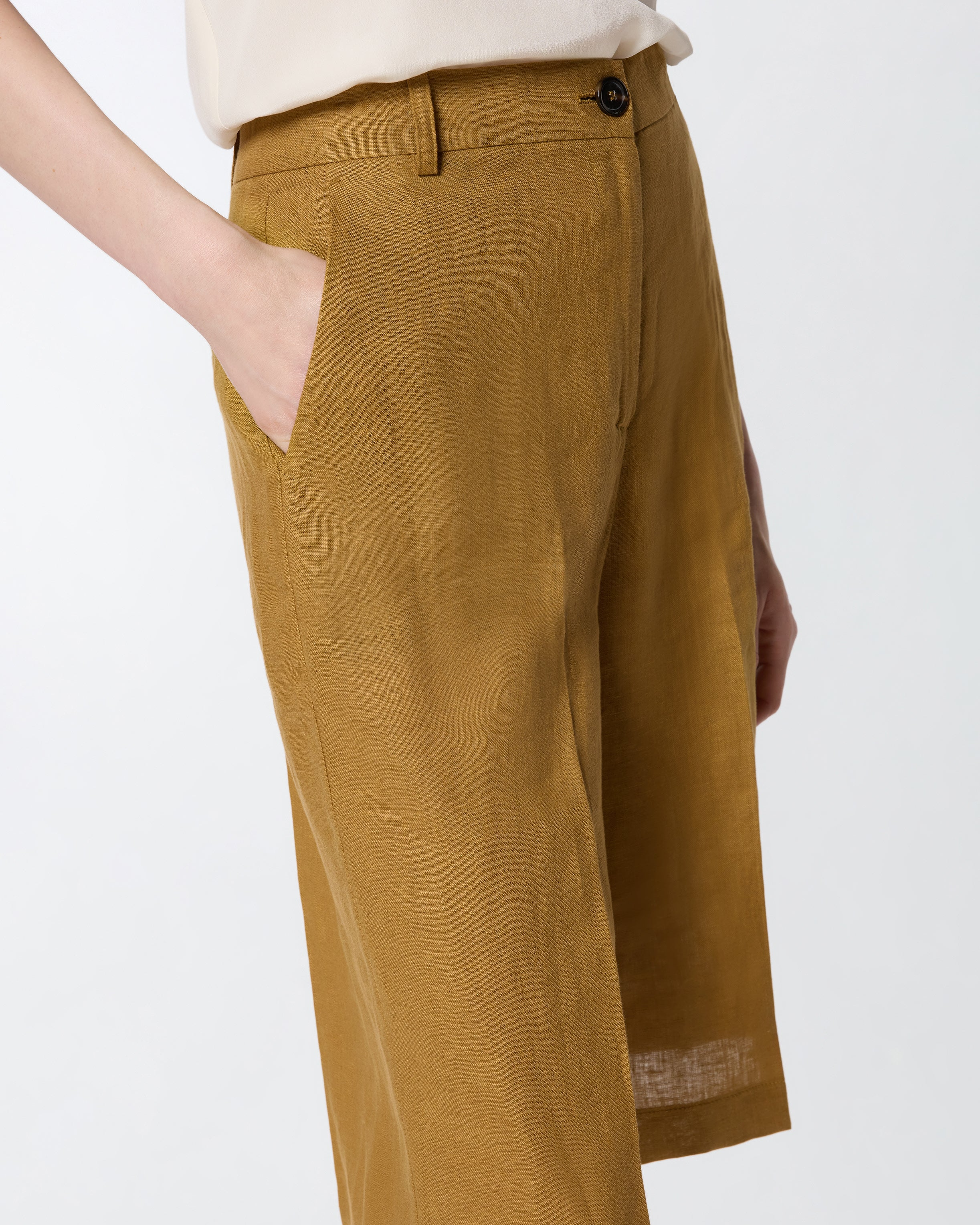 Bermuda in lino 106870A3E3 L25 PINKO Bronzo 