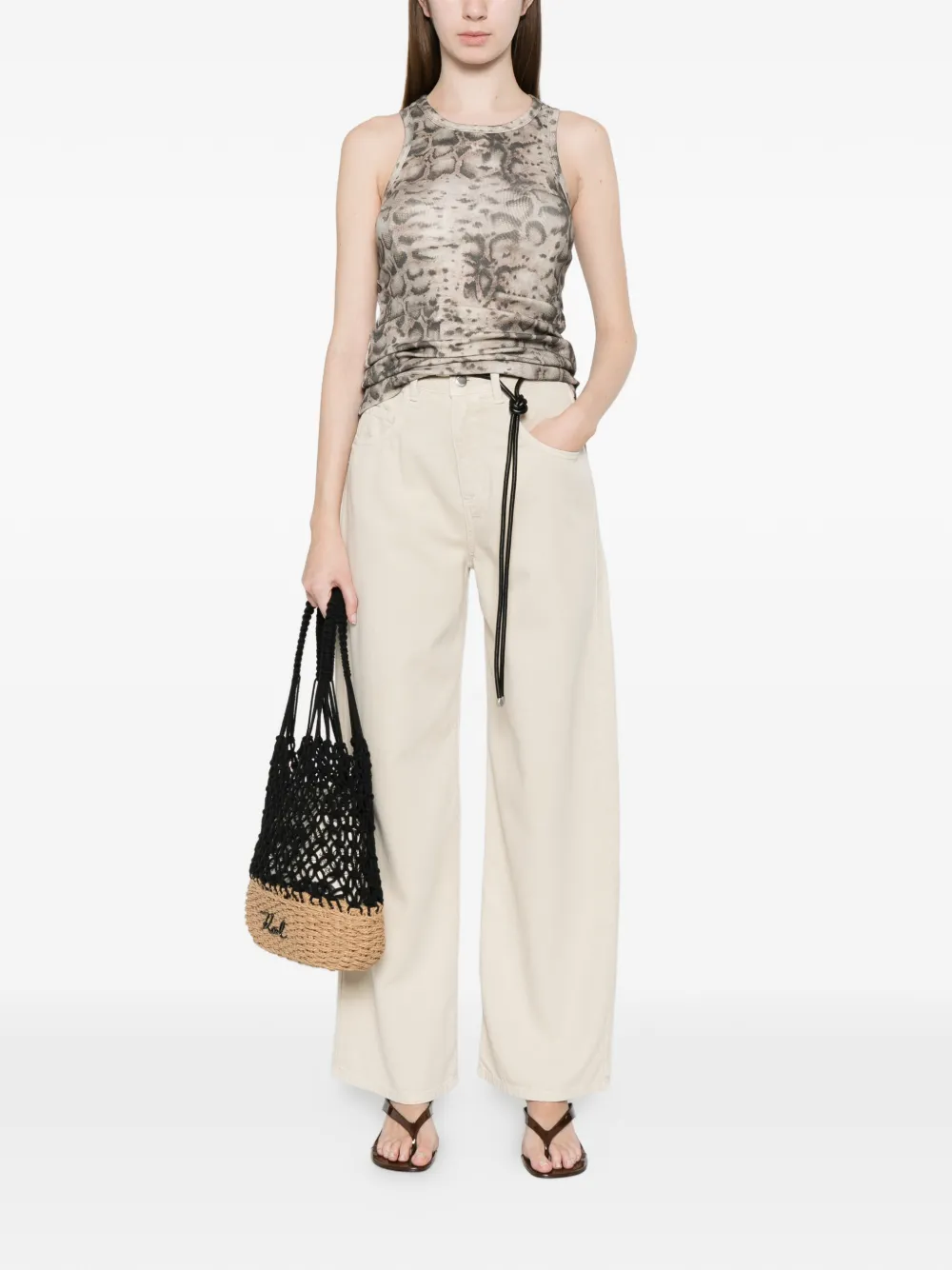 Canotta a coste stampa snake 106919A3DP CZ9 PINKO Beige/nero 