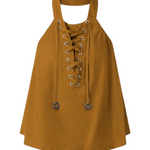 Top leggero con lacci e dettagli texani 106944A3AX L25 PINKO Bronzo 