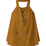 Top leggero con lacci e dettagli texani 106944A3AX L25 PINKO Bronzo 