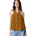Top leggero con lacci e dettagli texani 106944A3AX L25 PINKO Bronzo 