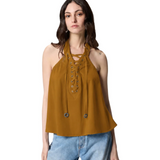 Top leggero con lacci e dettagli texani 106944A3AX L25 PINKO Bronzo 