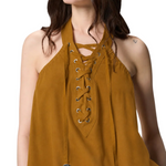 Top leggero con lacci e dettagli texani 106944A3AX L25 PINKO Bronzo 