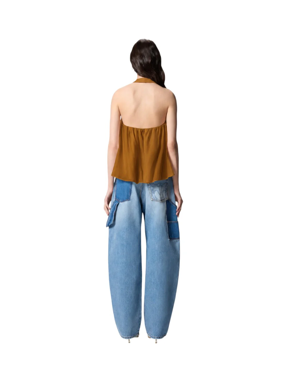 Top leggero con lacci e dettagli texani 106944A3AX L25 PINKO Bronzo 
