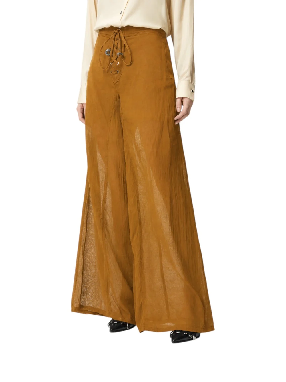 Pantaloni leggeri con lacci e dettagli texani<BR/> 106947A3AX L25 PINKO Bronzo 