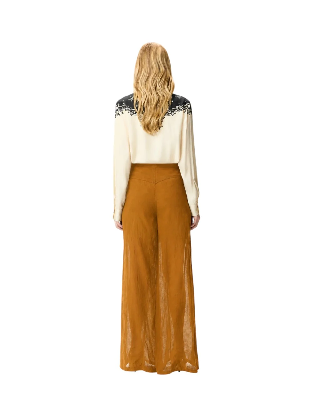 Pantaloni leggeri con lacci e dettagli texani<BR/> 106947A3AX L25 PINKO Bronzo 