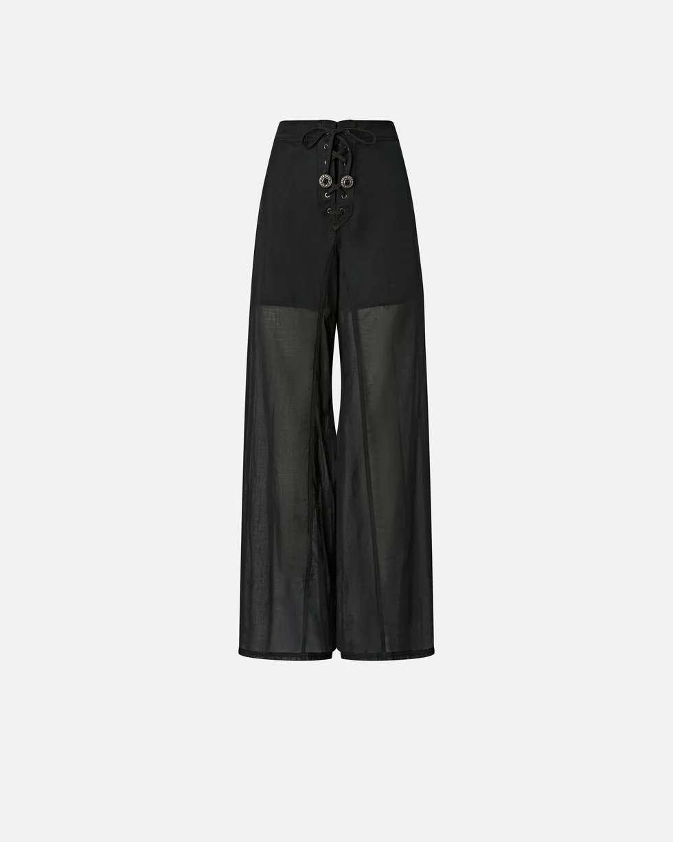 Pantaloni leggeri con lacci e dettagli texani<BR/> 106947A3AX Z99 PINKO Nero limousine 