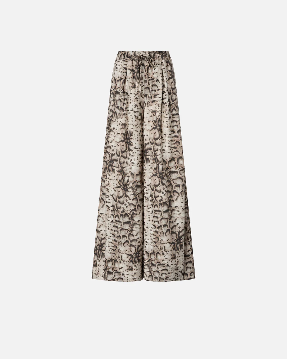 Pantaloni ampi con stampa snake 106963A3B1 CZ9 PINKO Beige/nero 