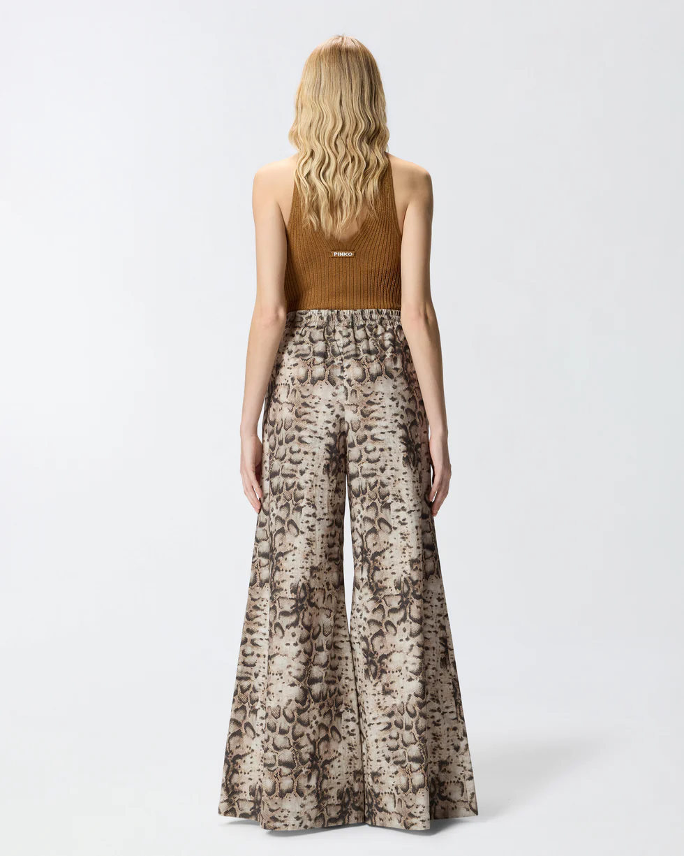 Pantaloni ampi con stampa snake 106963A3B1 CZ9 PINKO Beige/nero 