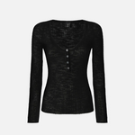 Maglia serafino leggera in cotone a costine 107001A3C Z99 PINKO Black 