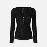 Maglia serafino leggera in cotone a costine 107001A3C Z99 PINKO Black 