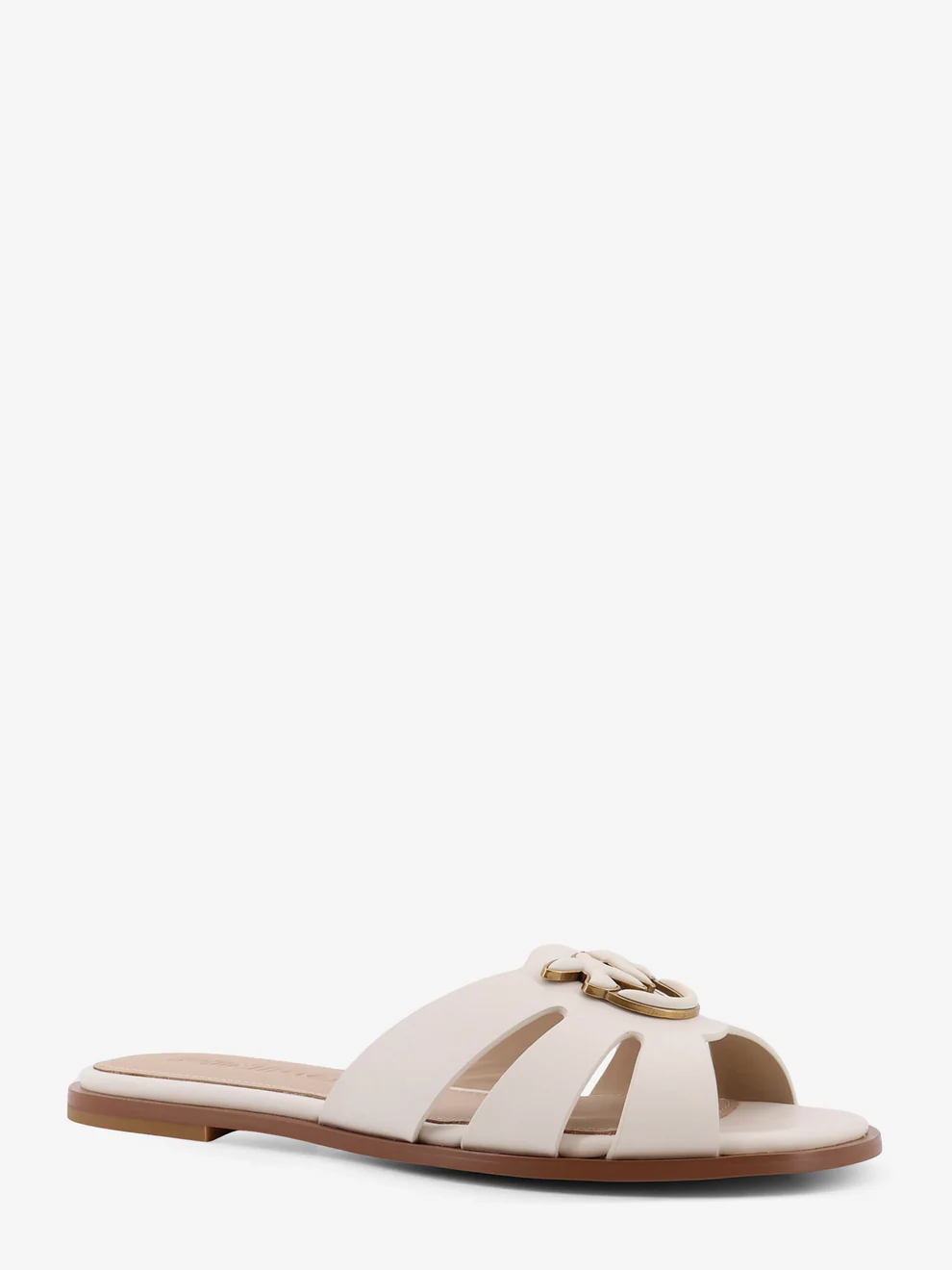 Ciabatta in pelle con logo SD0463P001 Z12 PINKO Milk 