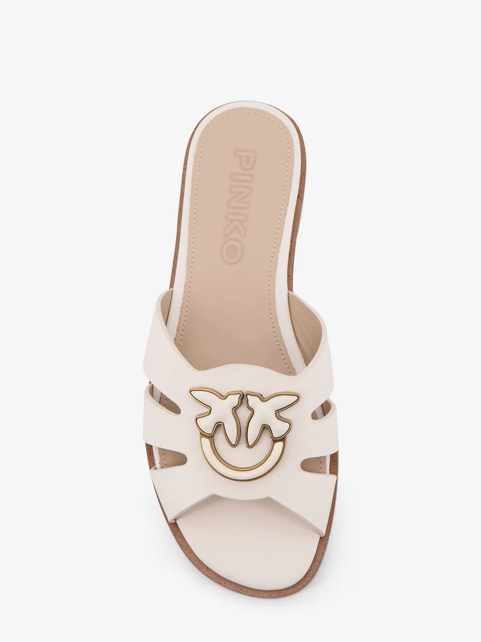 Ciabatta in pelle con logo SD0463P001 Z12 PINKO Milk 