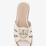 Ciabatta in pelle con logo SD0463P001 Z12 PINKO Milk 