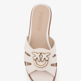 Ciabatta in pelle con logo SD0463P001 Z12 PINKO Milk 