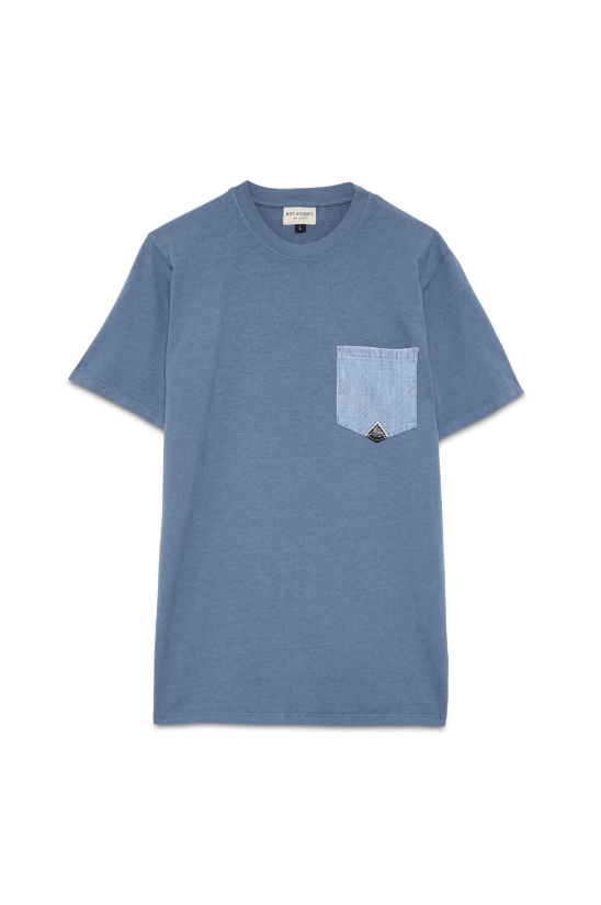 T-Shirt manica corta con taschino RRU90171 CA16 0111 C0526 ROY ROGER'S Mid blue 