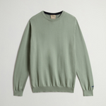 Maglia girocollo in puro cotone con logo ricamato CFWOKN0331MRUF0787 6671 WOOLRICH Faded smokey olive 