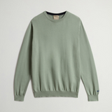Maglia girocollo in puro cotone con logo ricamato CFWOKN0331MRUF0787 6671 WOOLRICH Faded smokey olive 
