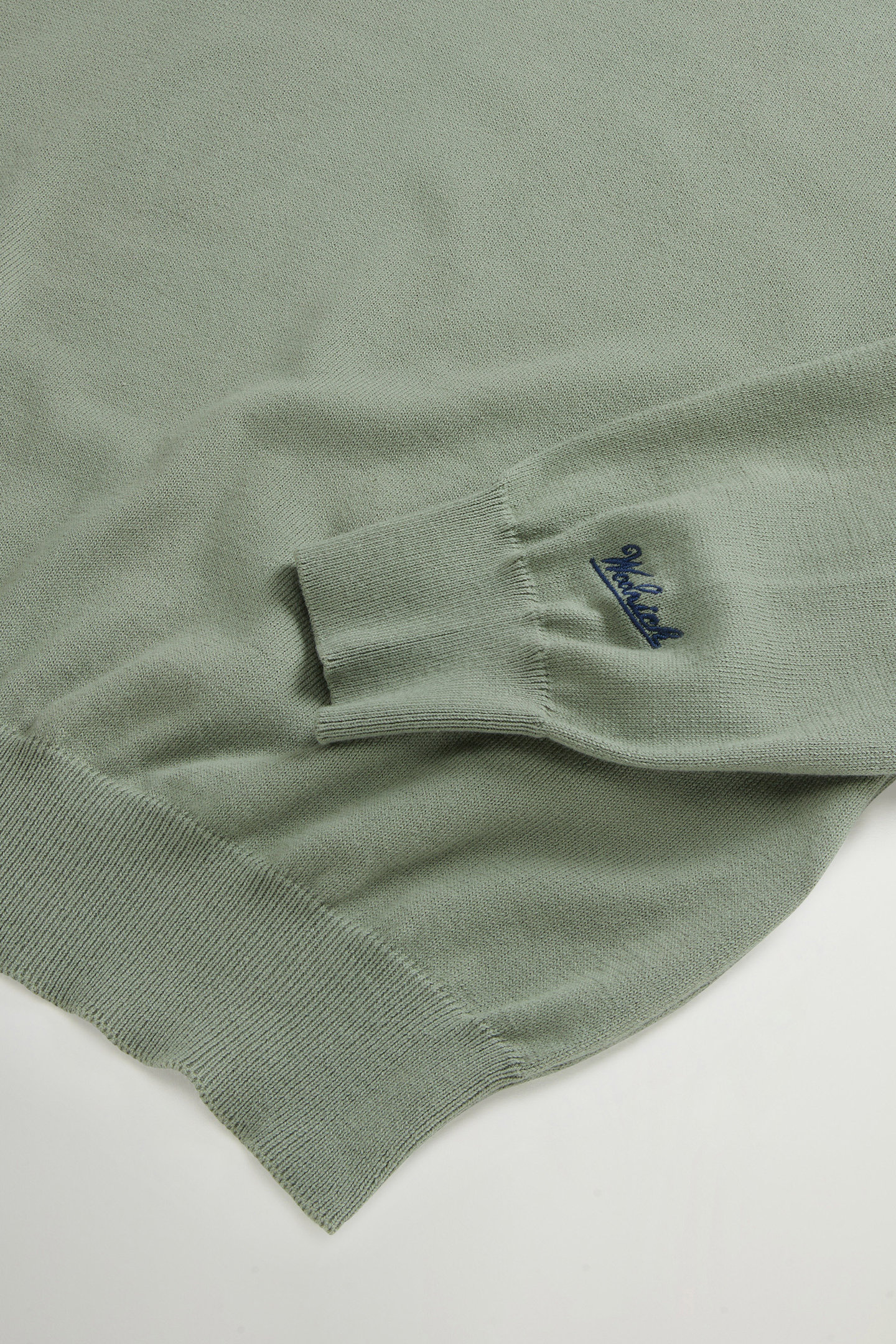 Maglia girocollo in puro cotone con logo ricamato CFWOKN0331MRUF0787 6671 WOOLRICH Faded smokey olive 