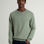 Maglia girocollo in puro cotone con logo ricamato CFWOKN0331MRUF0787 6671 WOOLRICH Faded smokey olive 
