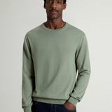 Maglia girocollo in puro cotone con logo ricamato CFWOKN0331MRUF0787 6671 WOOLRICH Faded smokey olive 
