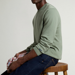 Maglia girocollo in puro cotone con logo ricamato CFWOKN0331MRUF0787 6671 WOOLRICH Faded smokey olive 
