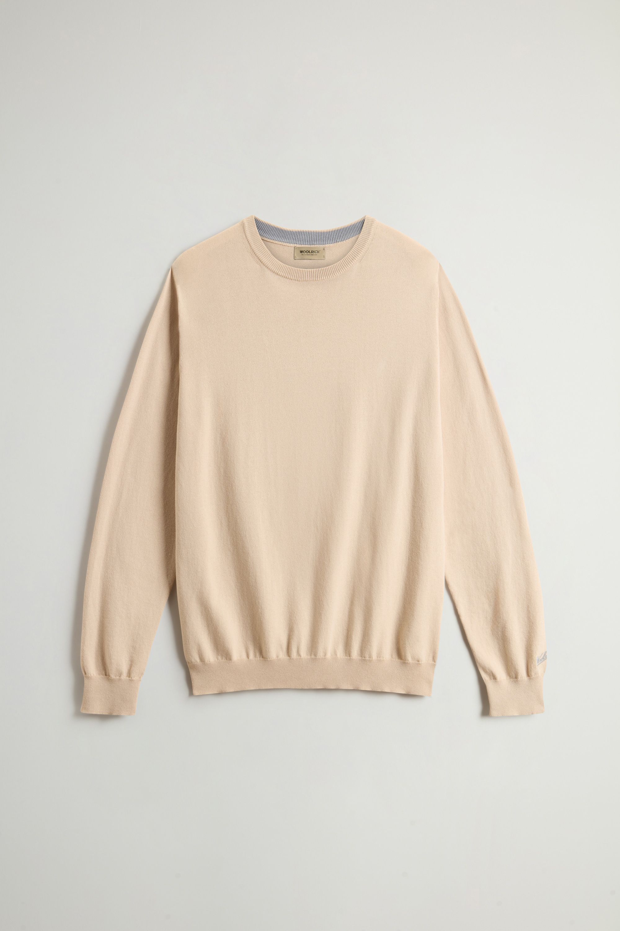 Maglia girocollo in puro cotone con logo ricamato CFWOKN0331MRUF0787 8640 WOOLRICH White pepper 